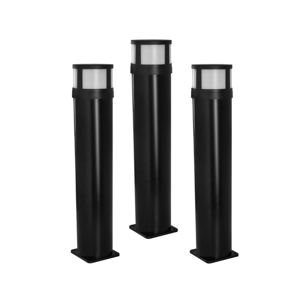 Kit 3 Espetos Led Abs Preto 0.5w 3000k Ip65 Solar