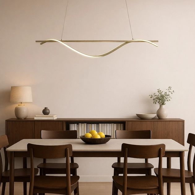 Pendente Led Silicone Aluminio Dourado 20w 3000k Flow