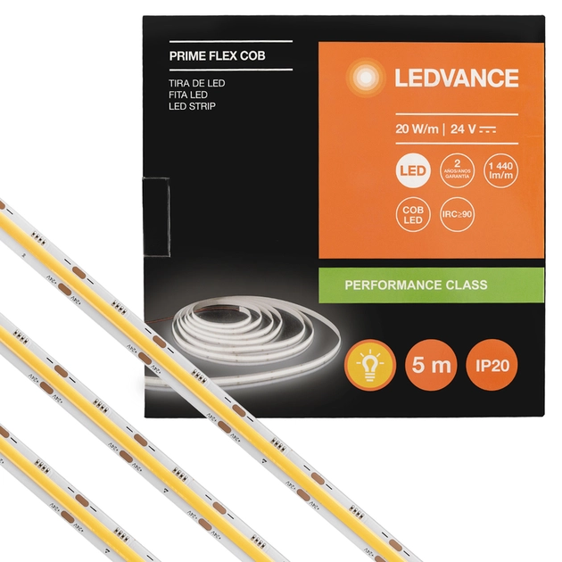 Fita De Led Cob 20w Por Metro 24v 2700k 5m Irc90