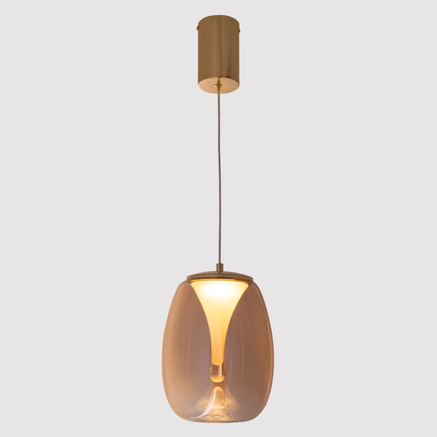 Pendente Led Vidro Metal Champagne 15w 2700k 900lm Zug