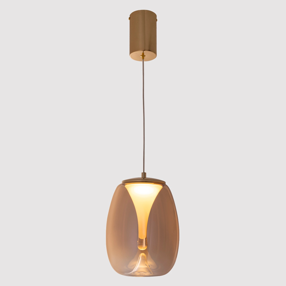 Pendente Led Vidro Metal Champagne 15w 2700k 900lm Zug - Yamamura