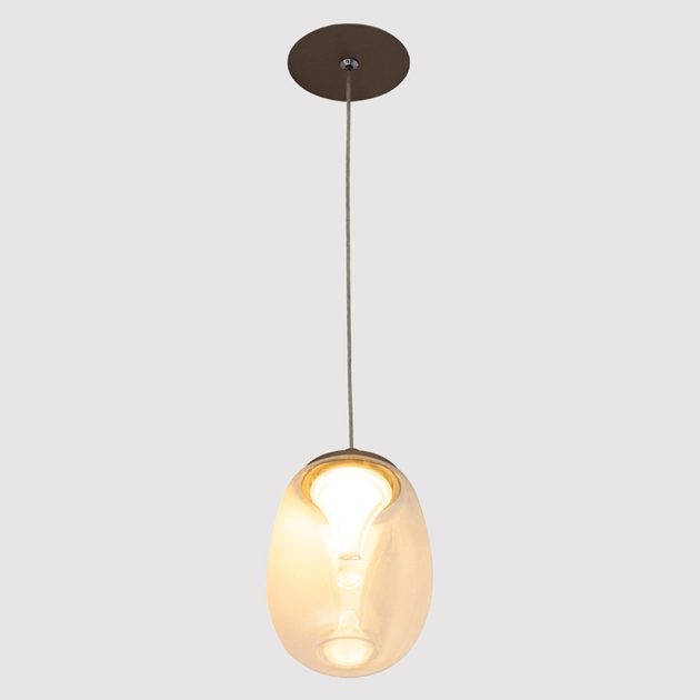 Pendente Led Vidro Aluminio Oliva 5w 300lm 2700k Mini Zug
