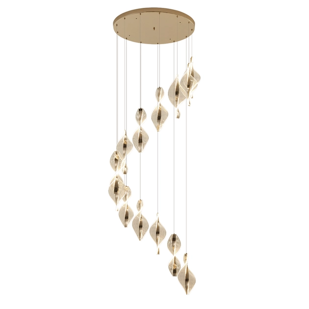 Pendente Led Acrilico E Aluminio Dourado 130w 3000k Leaf
