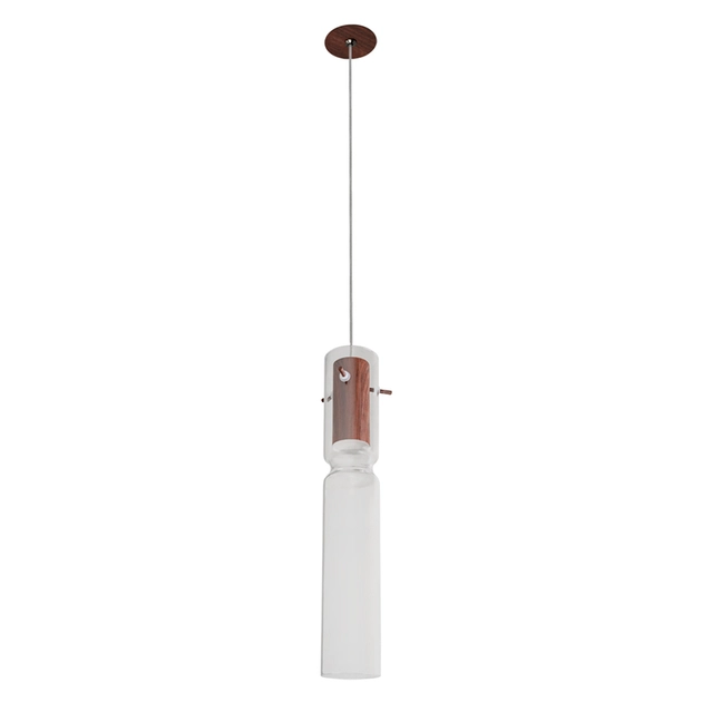 Pendente Led Metal Preto E Amadeirado 5w 400lm 2700k Vetro