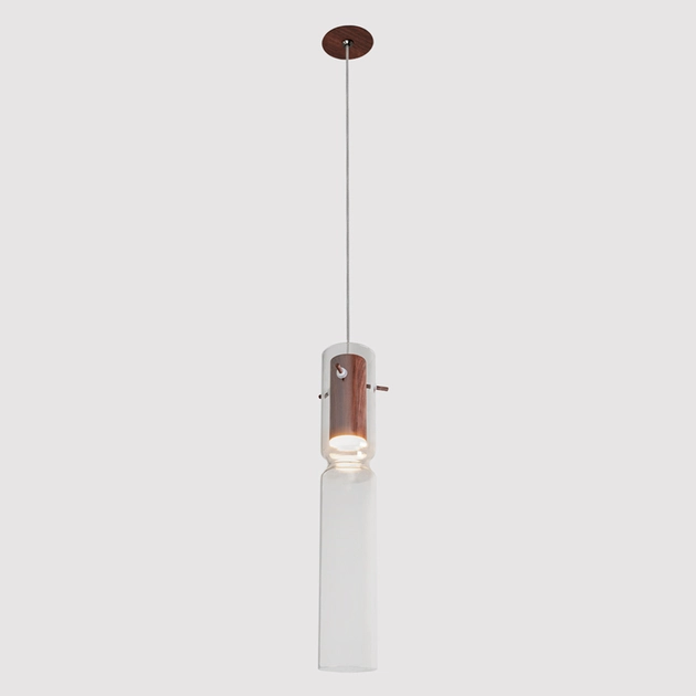 Pendente Led Metal Preto E Amadeirado 5w 400lm 2700k Vetro