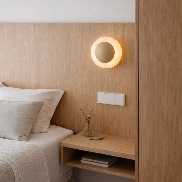 Arandela Led Rocha E Metal Dourado 6w 3000k 20cm Kalida