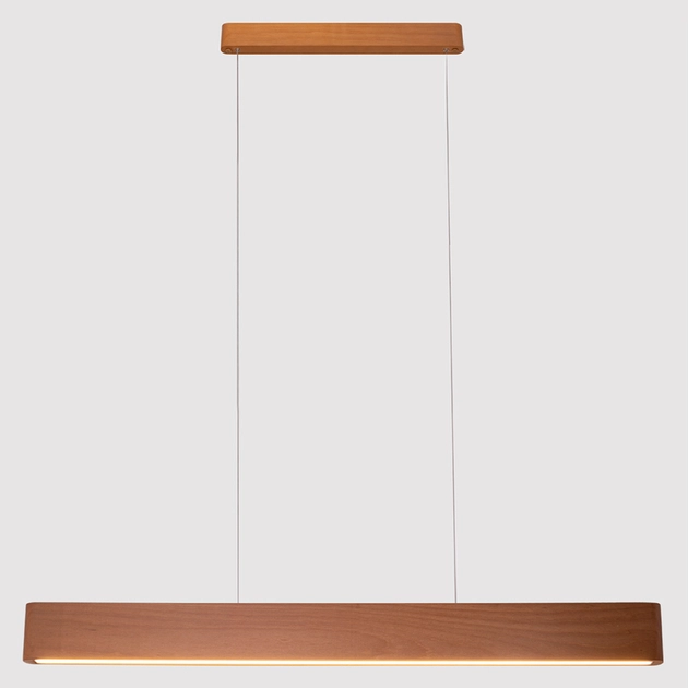 Pendente Led Madeira Castanho 18w 2690lm 3000k Rettangolare
