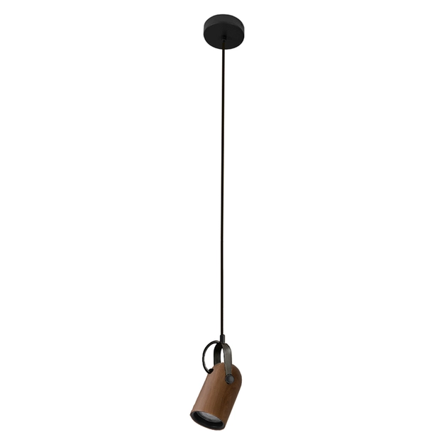 Pendente Metal Preto E Madeira Forest