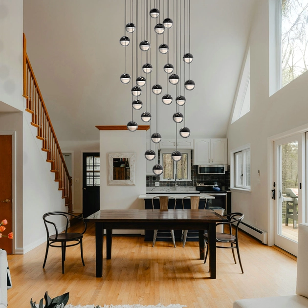 Pendente Led Aco E Aluminio Preto 131w 3000k Hemisferio