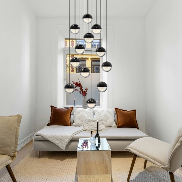 Pendente Led Aco E Aluminio Preto 65w 3000k Hemisferio