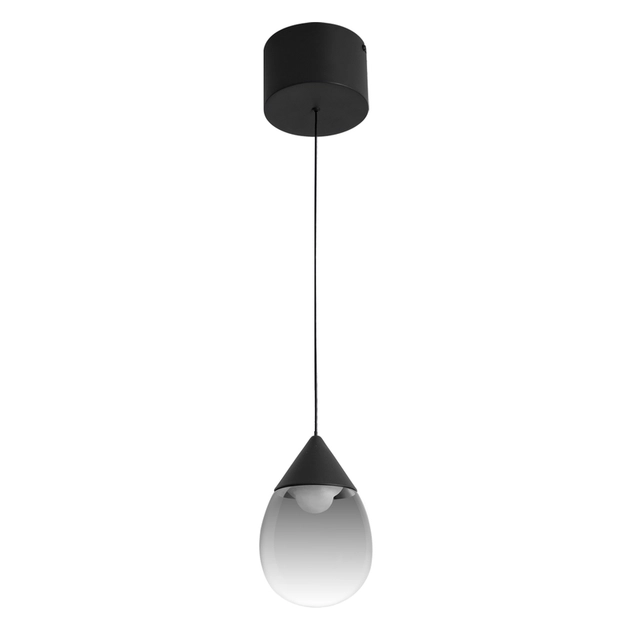 Pendente Led Vidro Fume E Aluminio Preto 7w 3000k Drop
