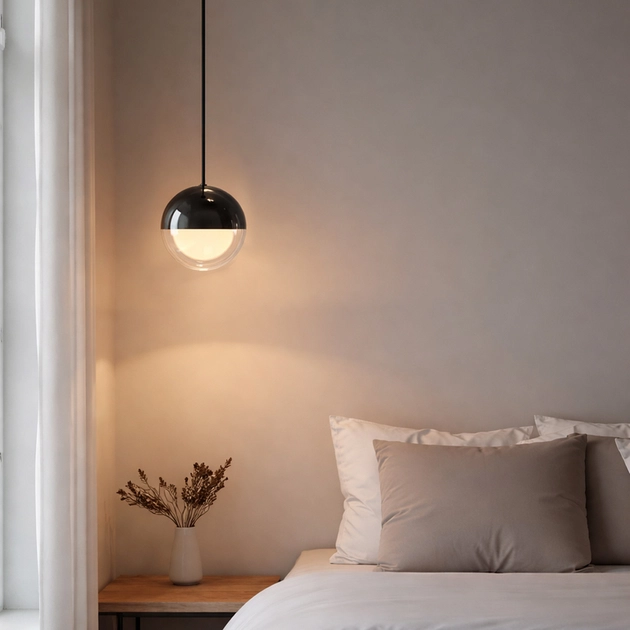 Pendente Led Aco E Aluminio Preto 6w 3000k Hemisferio