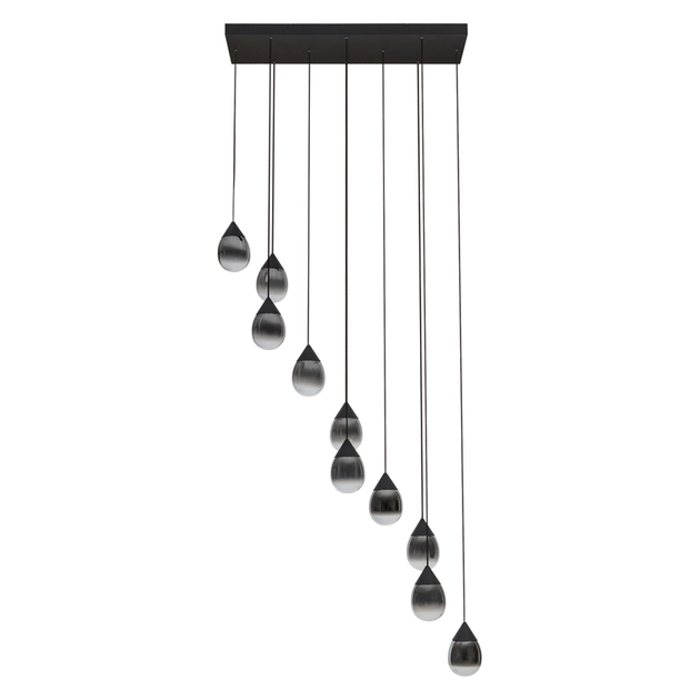 Pendente Led Vidro Fume E Aluminio Preto 50w 3000k Drop