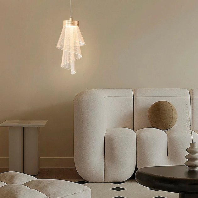 Pendente Led Acrilico E Aluminio Dourado 4w 3000k Zaha