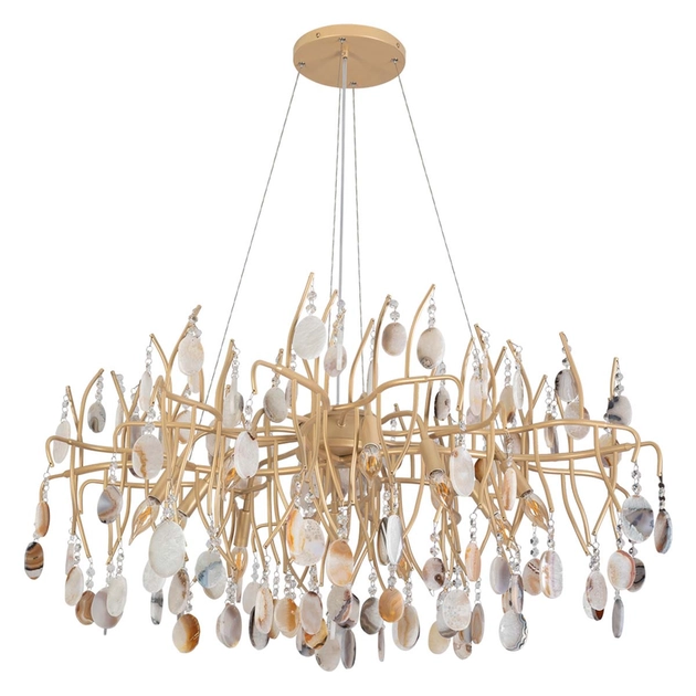 Pendente Metal Agata Cristal Dourado Branch