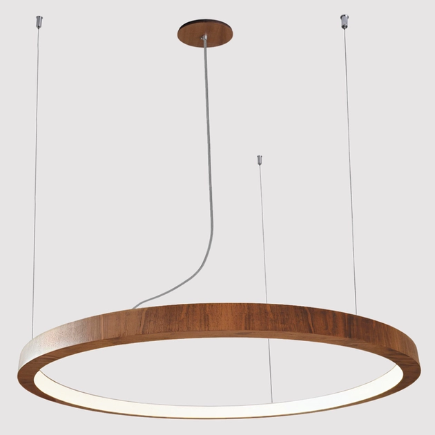 Pendente Led Anel Cilindrico Madeira Imbuia 25w 3000k Frame