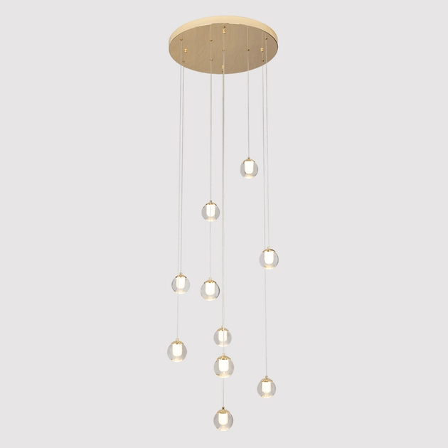 Pendente Led Cristal E Ferro Dourado 55w 3000k Dot