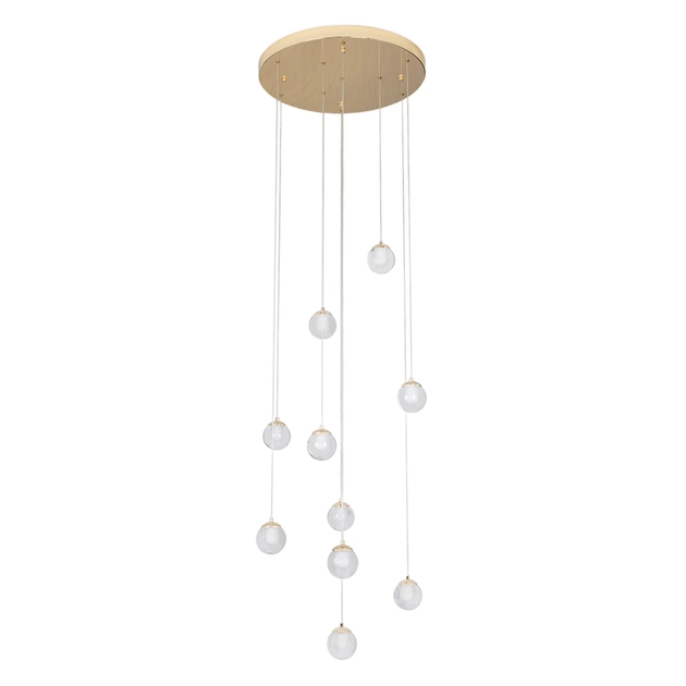 Pendente Led Cristal E Ferro Dourado 55w 3000k Dot