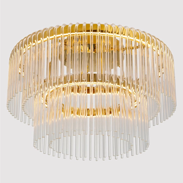 Plafon Led De Sobrepor Aco Inox Dourado 100w 3000k Cascata