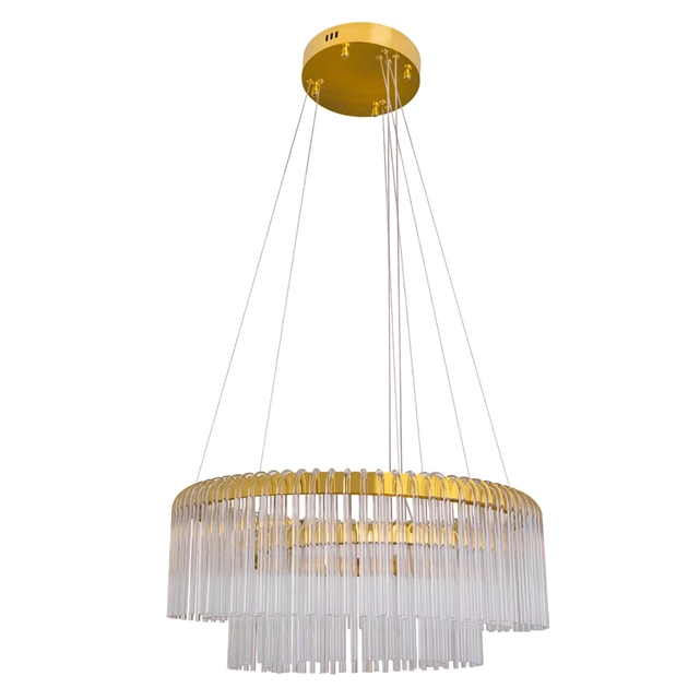 Pendente Led Aco Inox Dourado 80w 3000k Cascata
