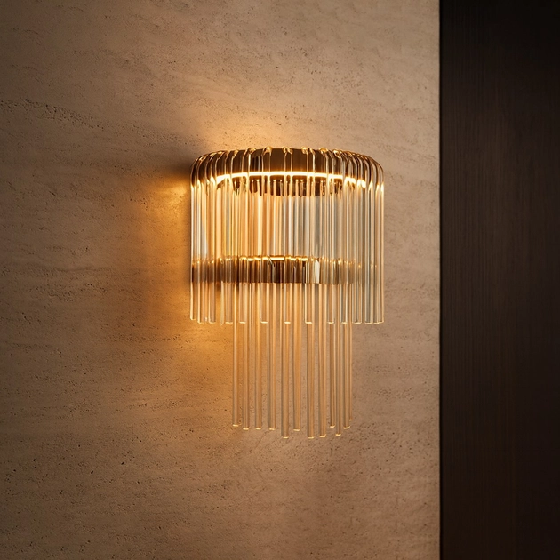 Arandela Led Aco Inox Dourado 25w 3000k Cascata