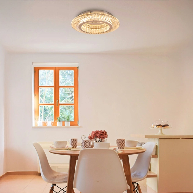 Plafon Led De Sobrepor Aco Inox Cromado 40w 3000k Glaces