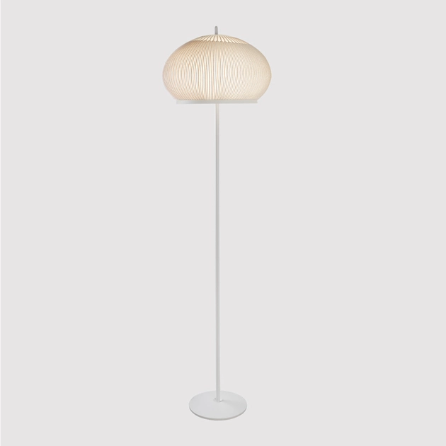 Luminaria De Piso Tecido Bege 50w 3750lm Dimerizavel Coton