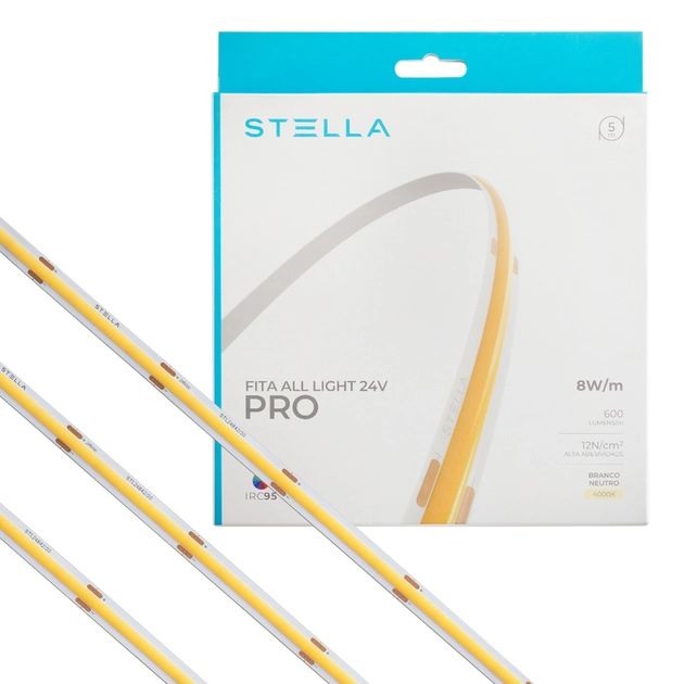 Fita De Led Cob 8w Por Metro 24v 5m All Light Pro