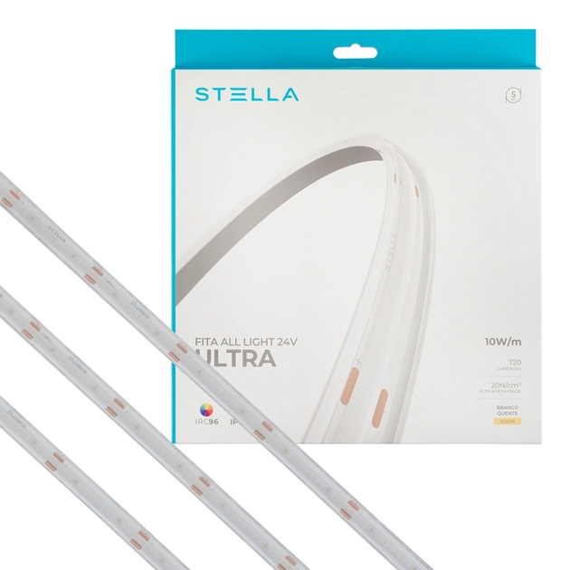Fita De Led 10w Por Metro 24v 5m 3000k Ip67 All Light Ultra