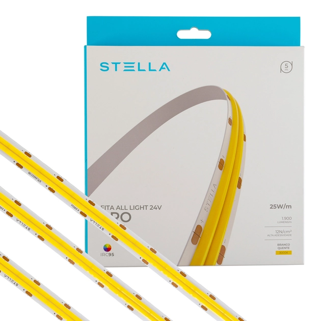 Fita De Led 25w Por Metro 24v 5m 3000k All Light Pro