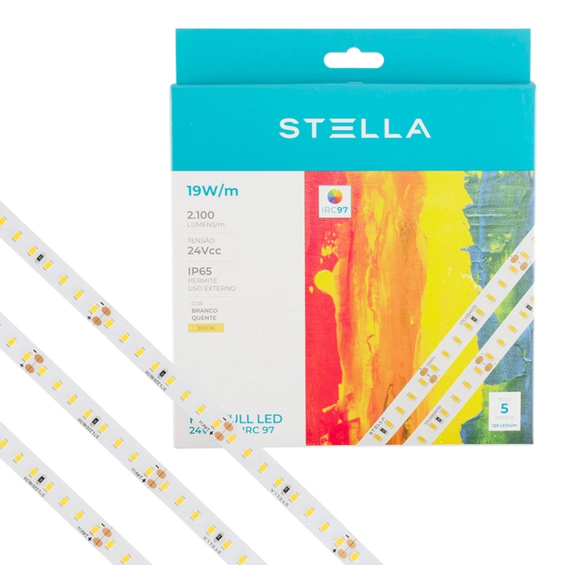 Fita De Led 19w Por Metro 24v 3000k 5m Ip65 Full Pro
