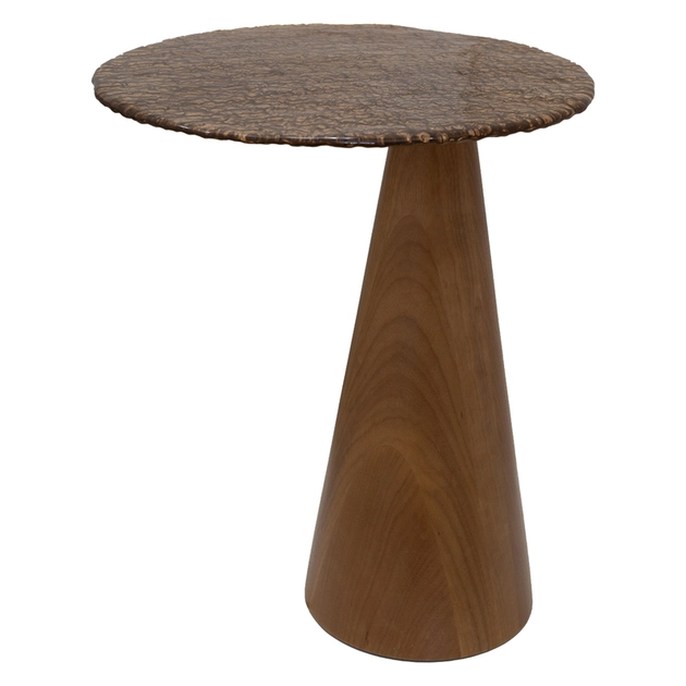 Mesa De Apoio Vidro Ambar E Madeira Aurora