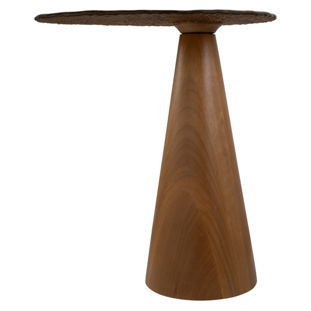 Mesa De Apoio Vidro Ambar E Madeira Aurora