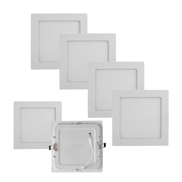 Kit 5 Plafons LED Embutir Quadrado Branco 12w Panel
