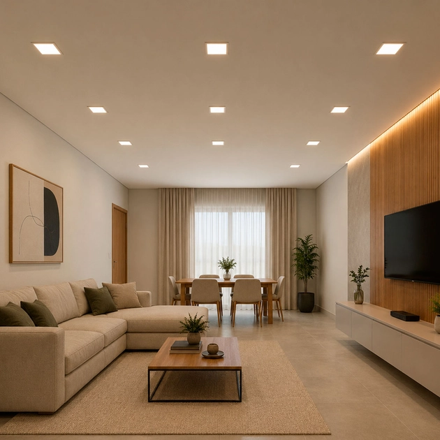 Kit 5 Plafons LED Embutir Quadrado Branco 12w Panel