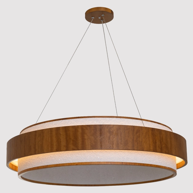 Pendente Led Cristal E Madeira Imbuia 58w 3000k Petra