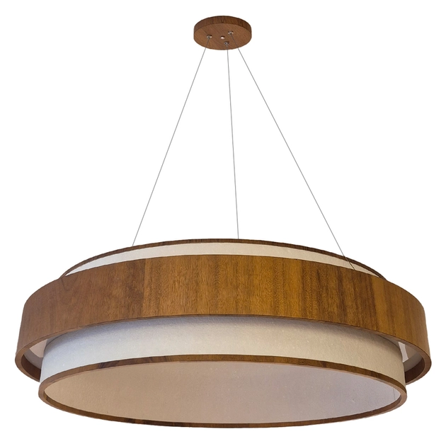 Pendente Led Cristal E Madeira Imbuia 58w 3000k Petra