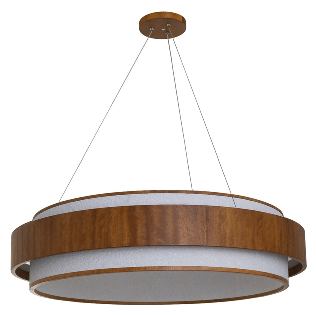 Pendente Led Cristal E Madeira Imbuia 58w 3000k Petra