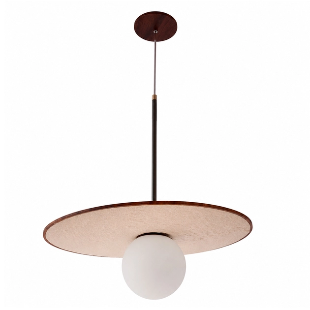 Pendente Cristal E Madeira Imbuia 50cm Petra
