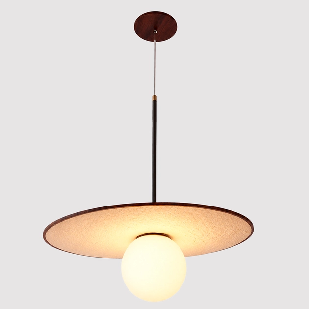 Pendente Cristal E Madeira Imbuia 50cm Petra