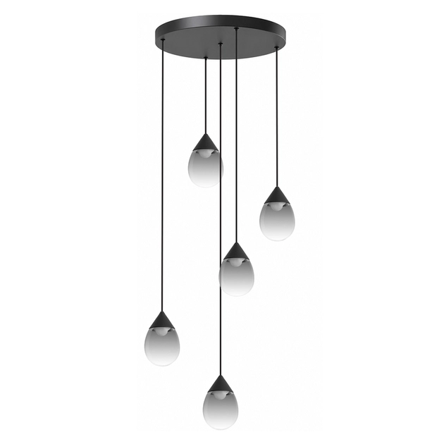 Pendente Led Vidro Fume E Aluminio Preto 30w 3000k Drop