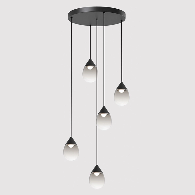 Pendente Led Vidro Fume E Aluminio Preto 30w 3000k Drop