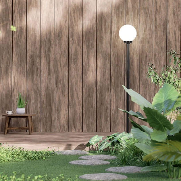 Poste De Jardim Aco Preto Com Globo 2,16m Ip54