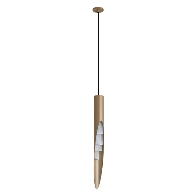 Pendente Selenita E Metal Dourado Vertical Aura Ii