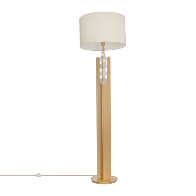 Luminaria De Piso Selenita E Metal Dourado Equilibrio