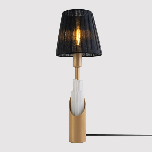 Abajur Selenita E Metal Dourado Aura