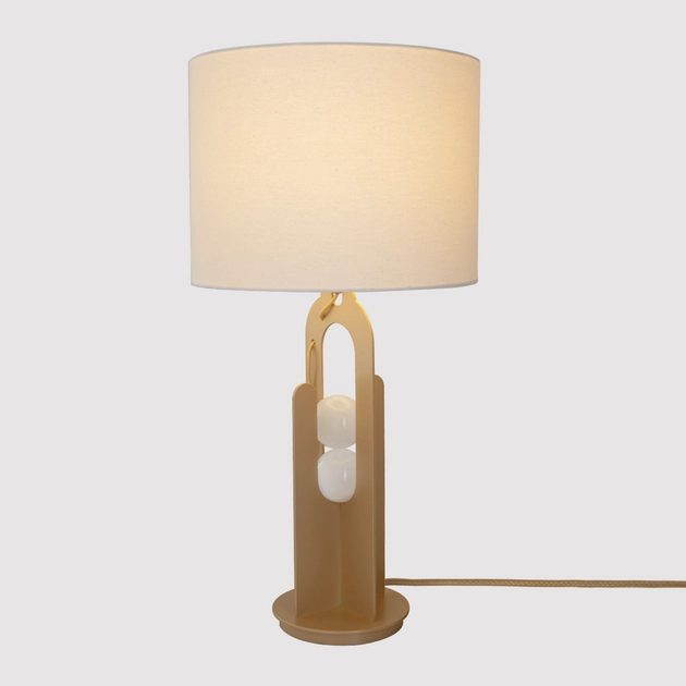 Abajur Selenita E Metal Dourado Equilibrio