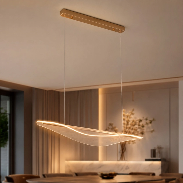 Pendente Led Aluminio Acrilico Dourado 21w 3000k Sailia