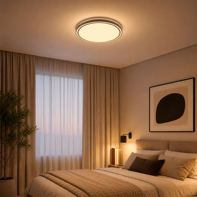 Plafon Led De Sobrepor Cinza 31w Multitemperatura Genova