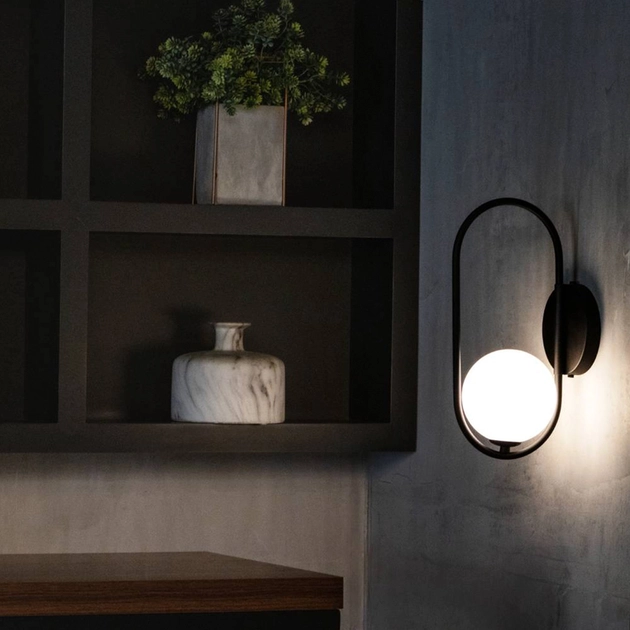 Arandela Oval Aluminio Preto Avela